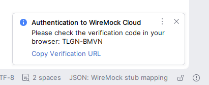 WireMock Cloud authentication confirmation balloon
