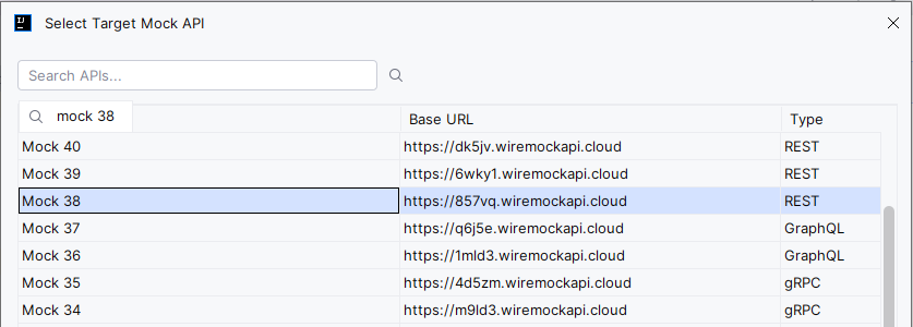 WireMock Cloud select mock API speed search