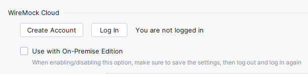 WireMock Cloud settings not logged in