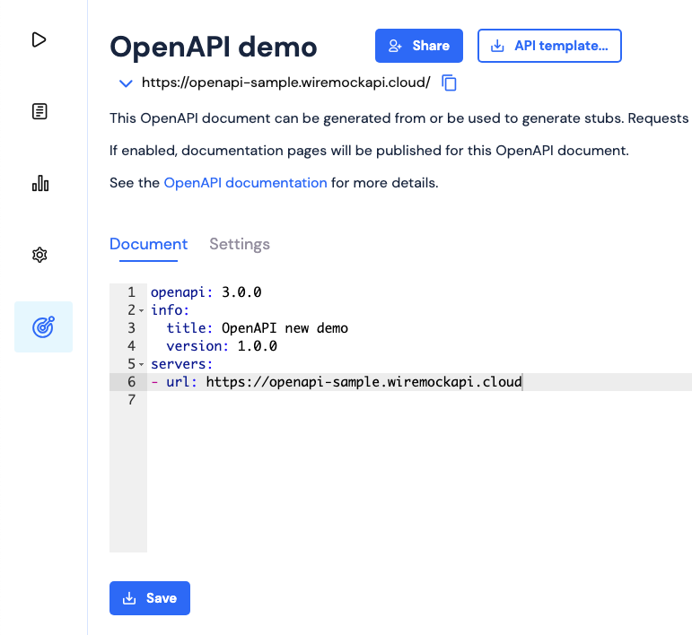 OpenAPI editor navigation item