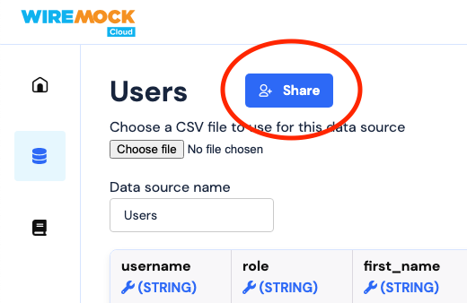 Stub Data Source Share Button