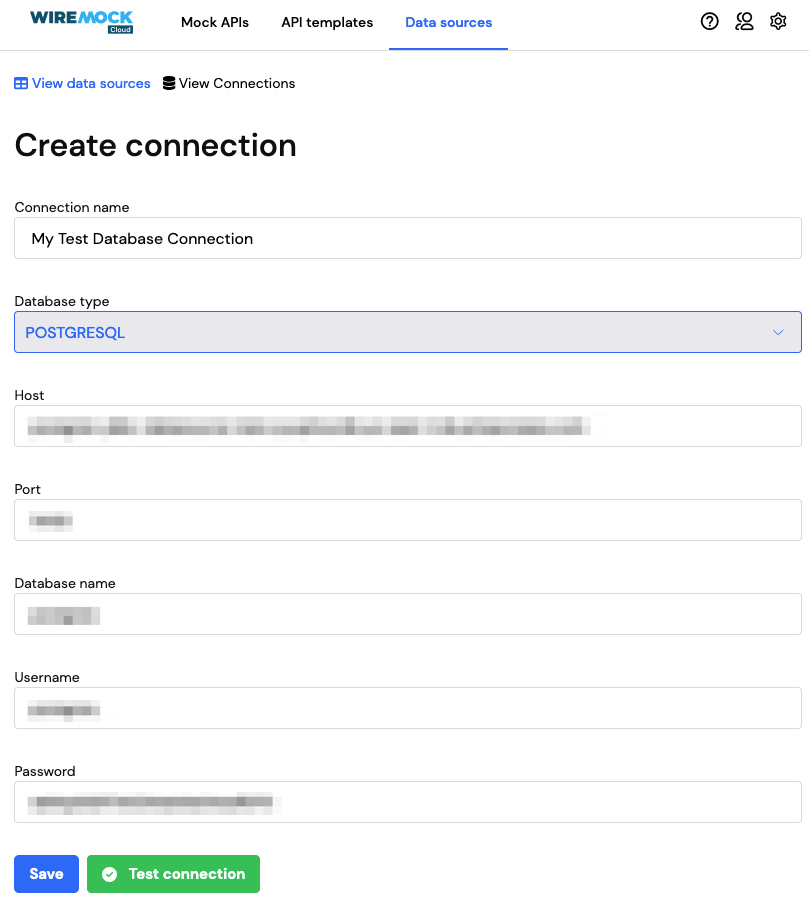 Database connection test connection success