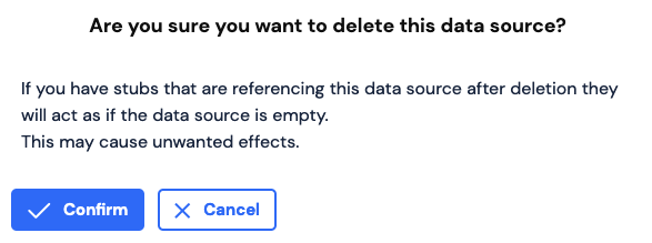Delete data source confirmation