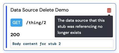 Data source stub warning icon