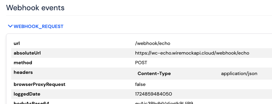 Webhook request log